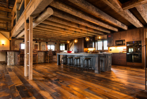 Reclaimed wood from antique beam construction